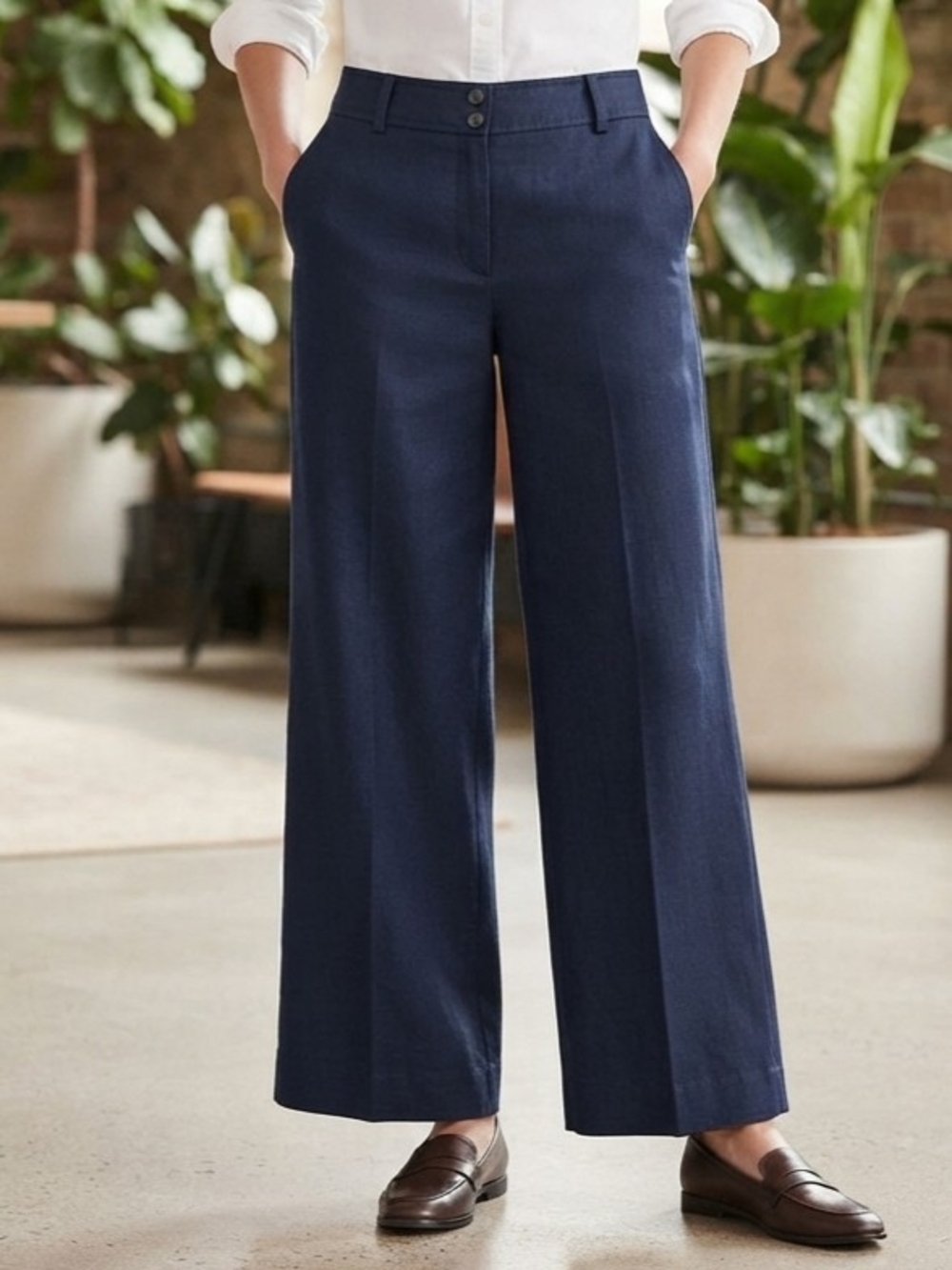 Talbots Navy Blue Wide-Leg Dress Pants Size 16W